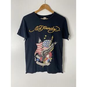 Ed Hardy Born Free Tshirt Medium Black American Flag Eagle